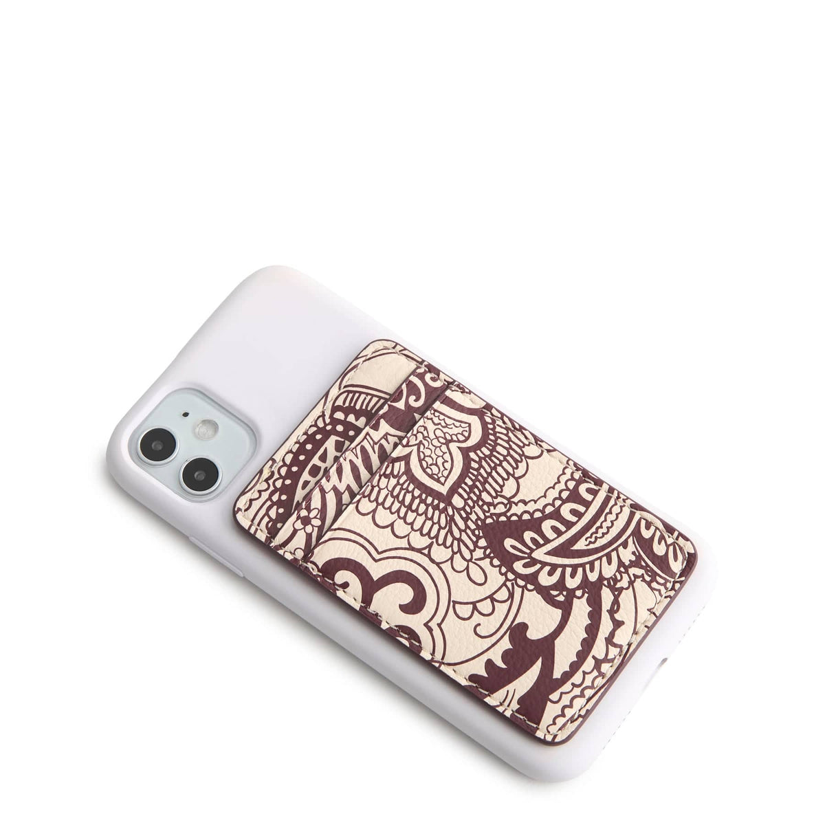 Adhesive Phone Wallet in Eclectic Paisley Cottage Cream