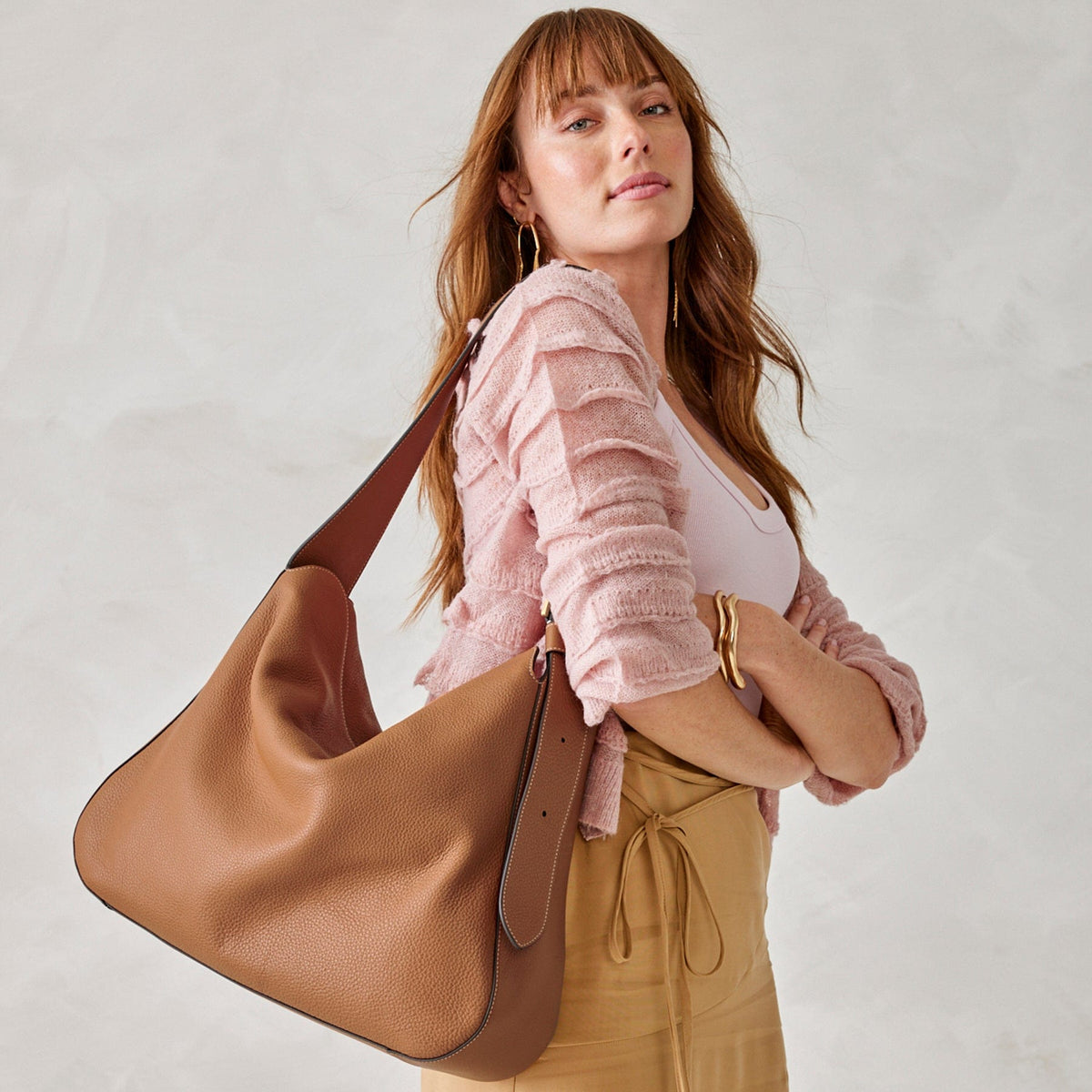 Tifton Hobo Shoulder Tote in Roasted Pecan