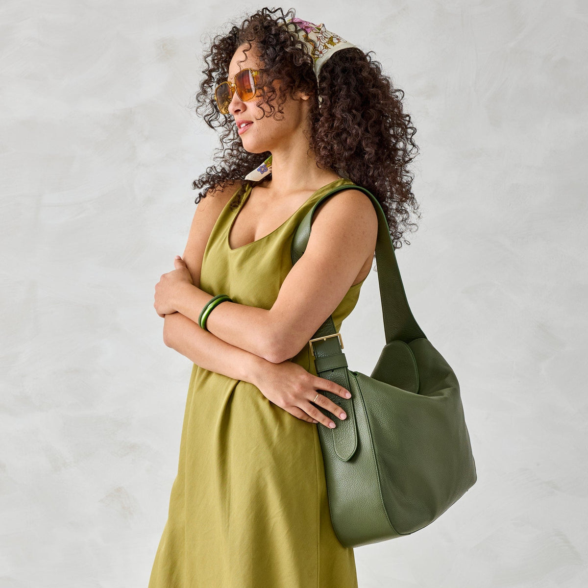 Tifton Hobo Shoulder Tote in Bronze Green