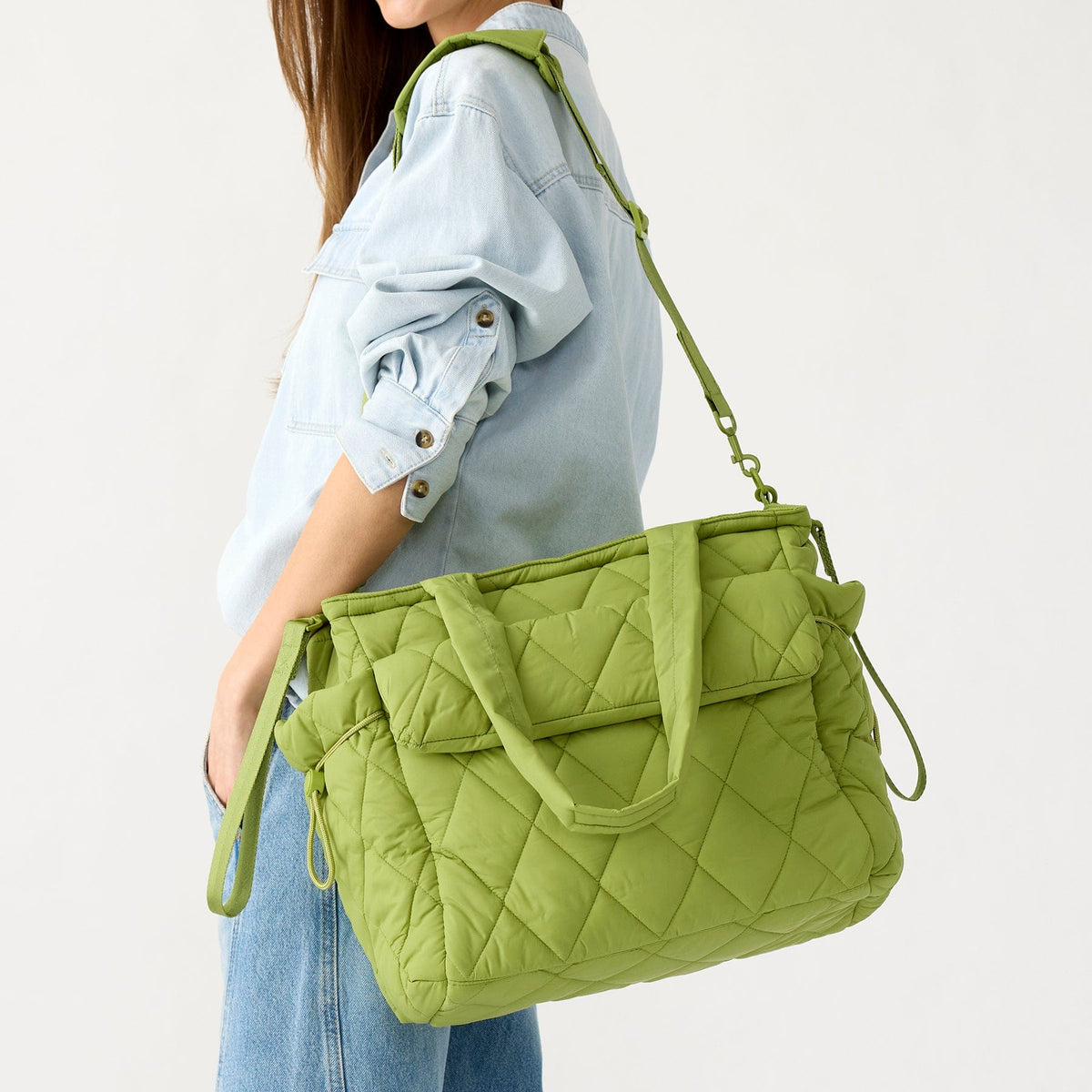 Welland Diaper Bag Tote in Spinach Green