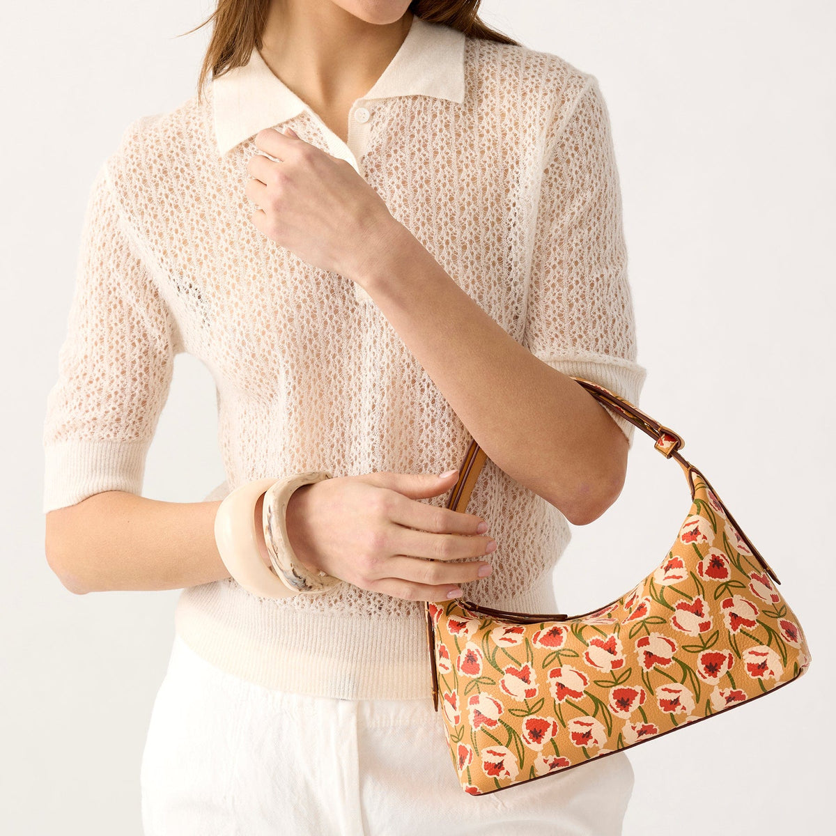 Roxbury Crescent Shoulder Bag in Curly Tulips