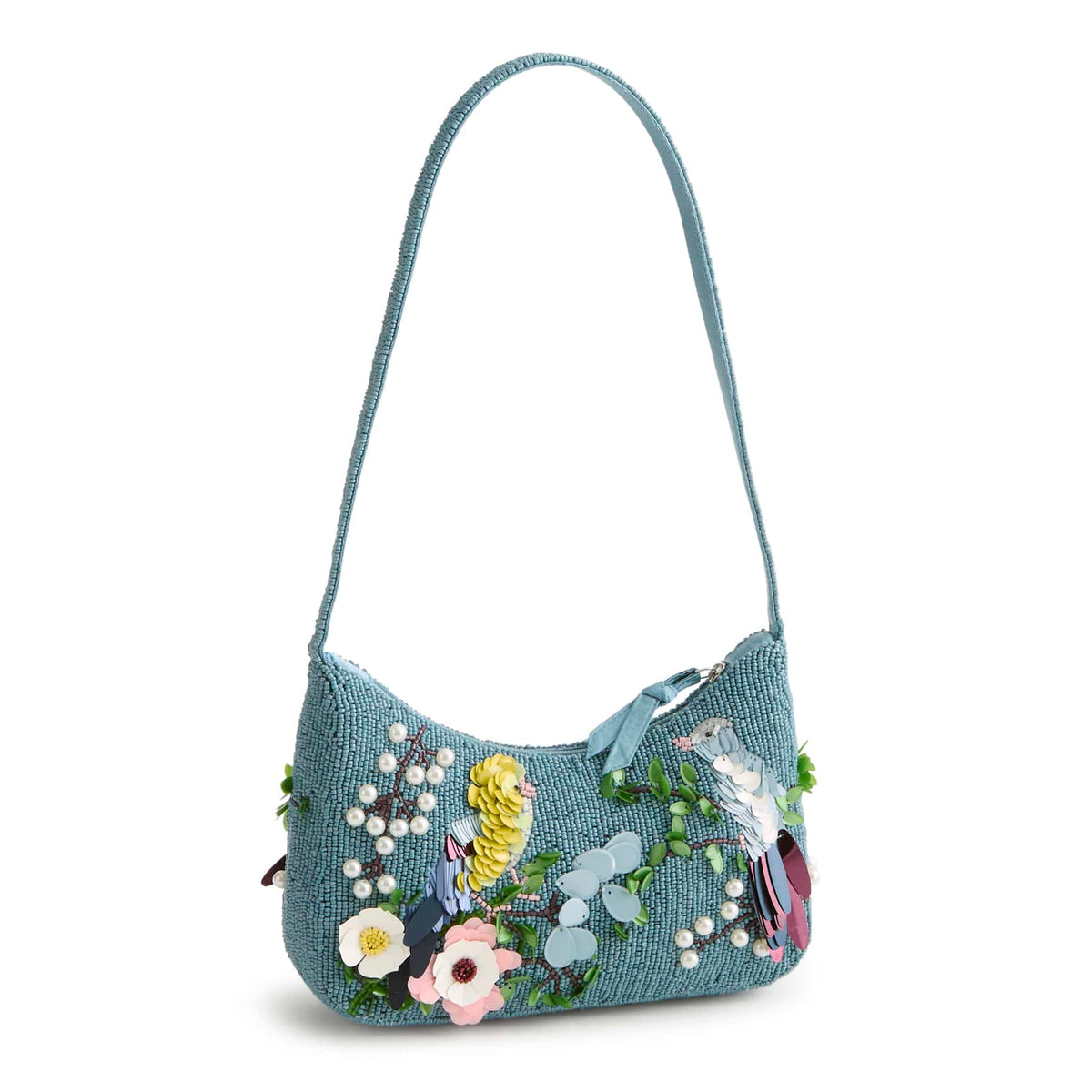 Mini Roxbury Crescent Shoulder Bag in Prairie Blooms Bluestone