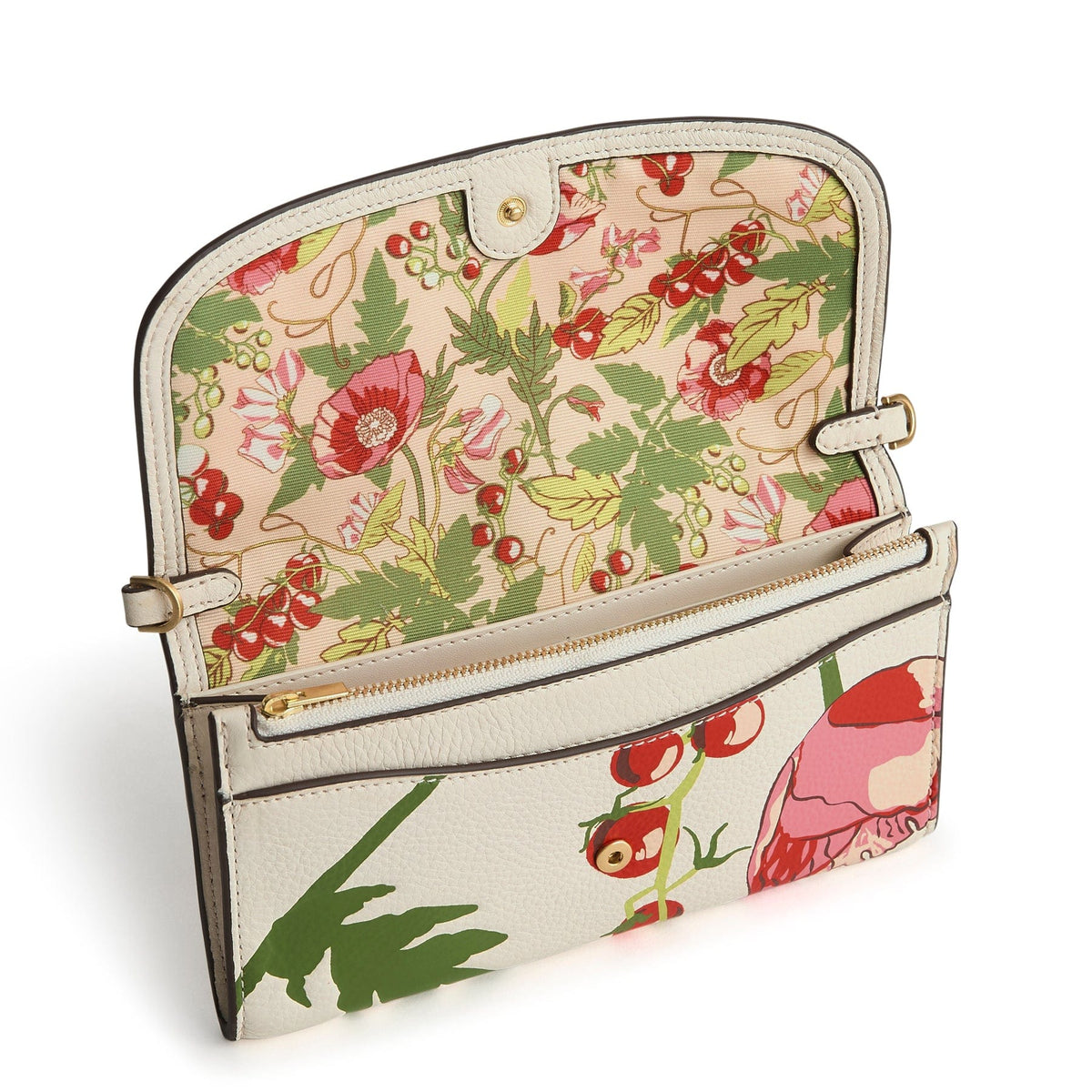 Wildwood Wallet Crossbody Bag in Meadow Bouquet Cottage Cream