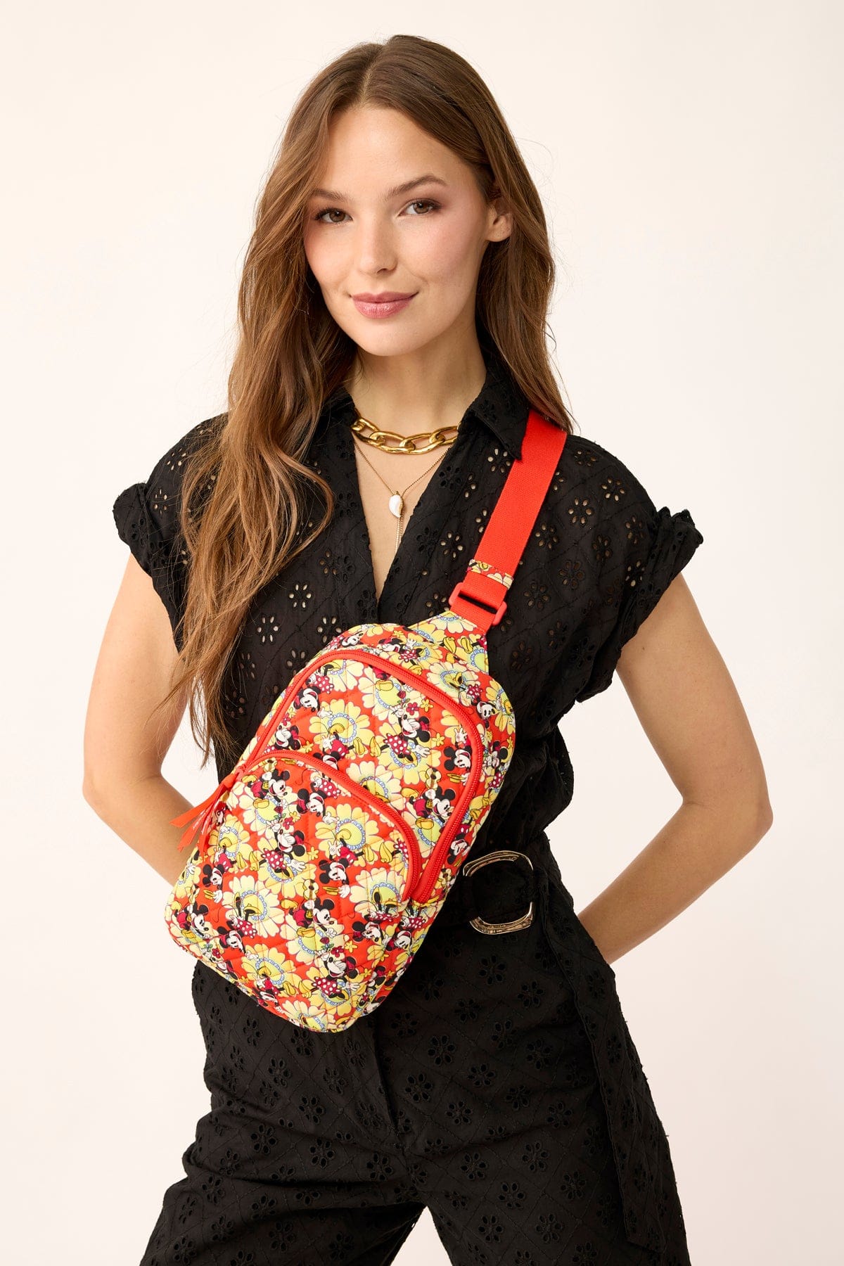 Disney Lorman Sling Backpack in Mickey and Minnie Petal Floral
