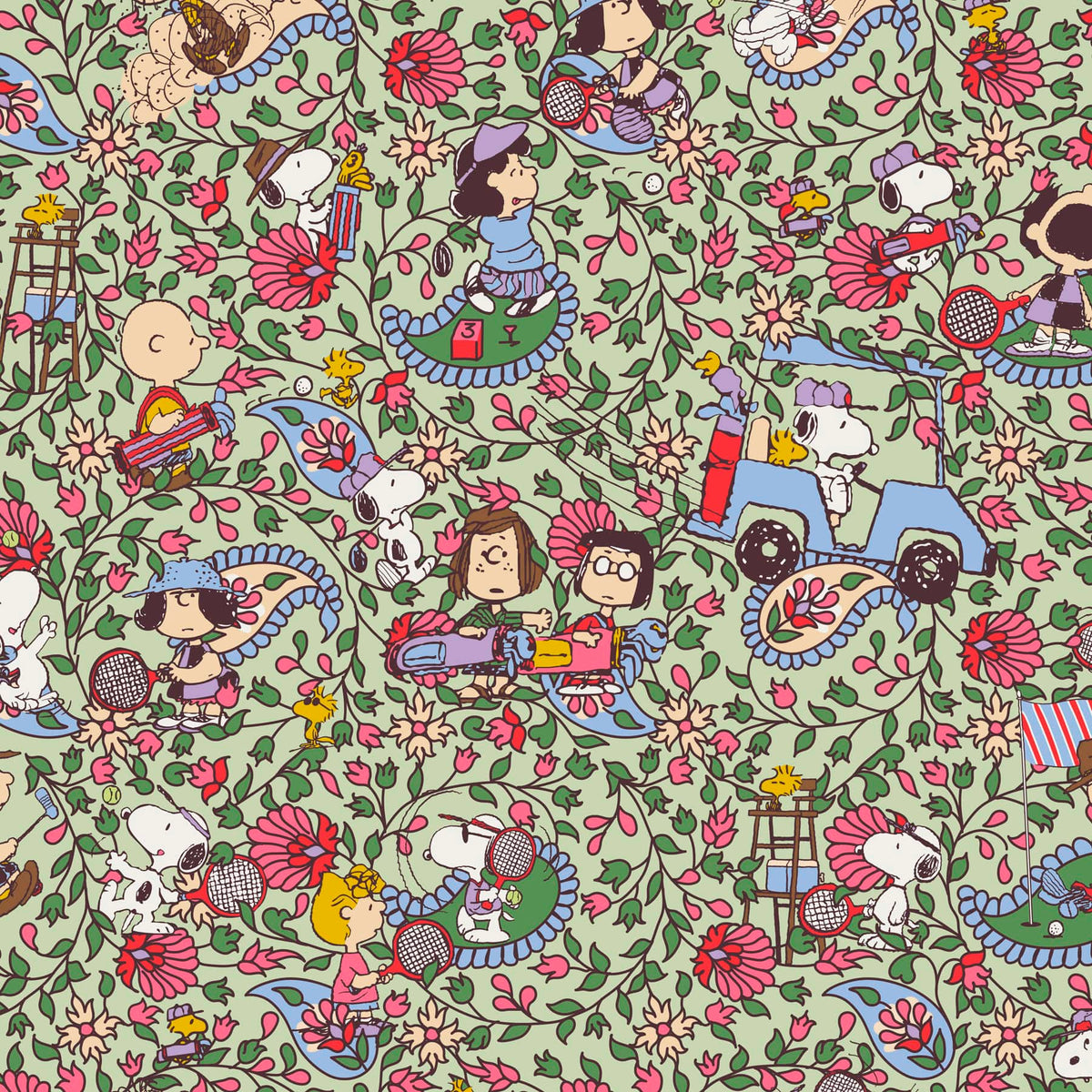 Peanuts Plush Throw Blanket in Country Club Peanuts Paisley
