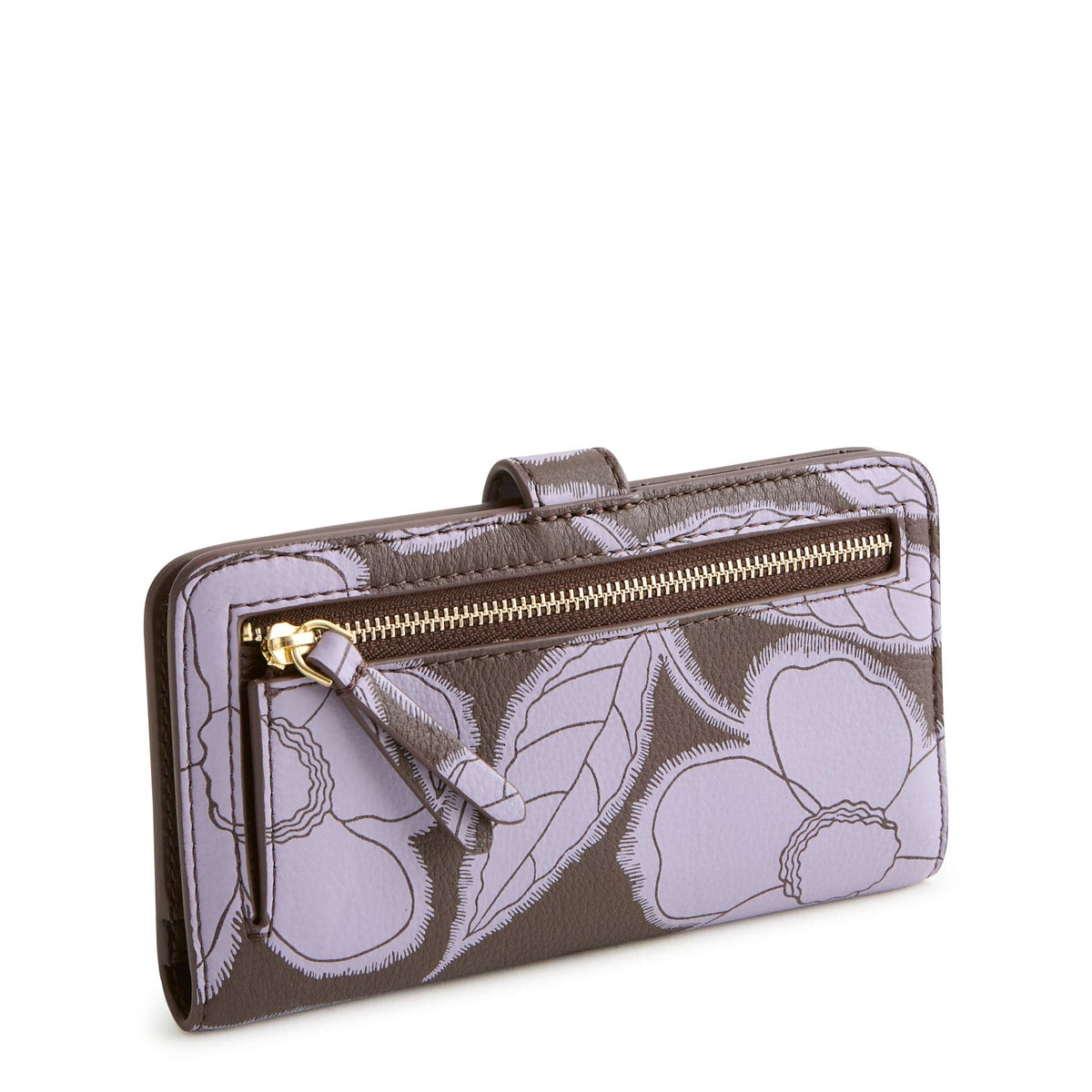 Tab Wallet in Appliqué Floral Coffee Bean