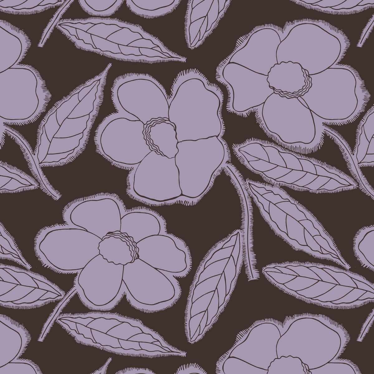 Tab Wallet in Appliqué Floral Coffee Bean