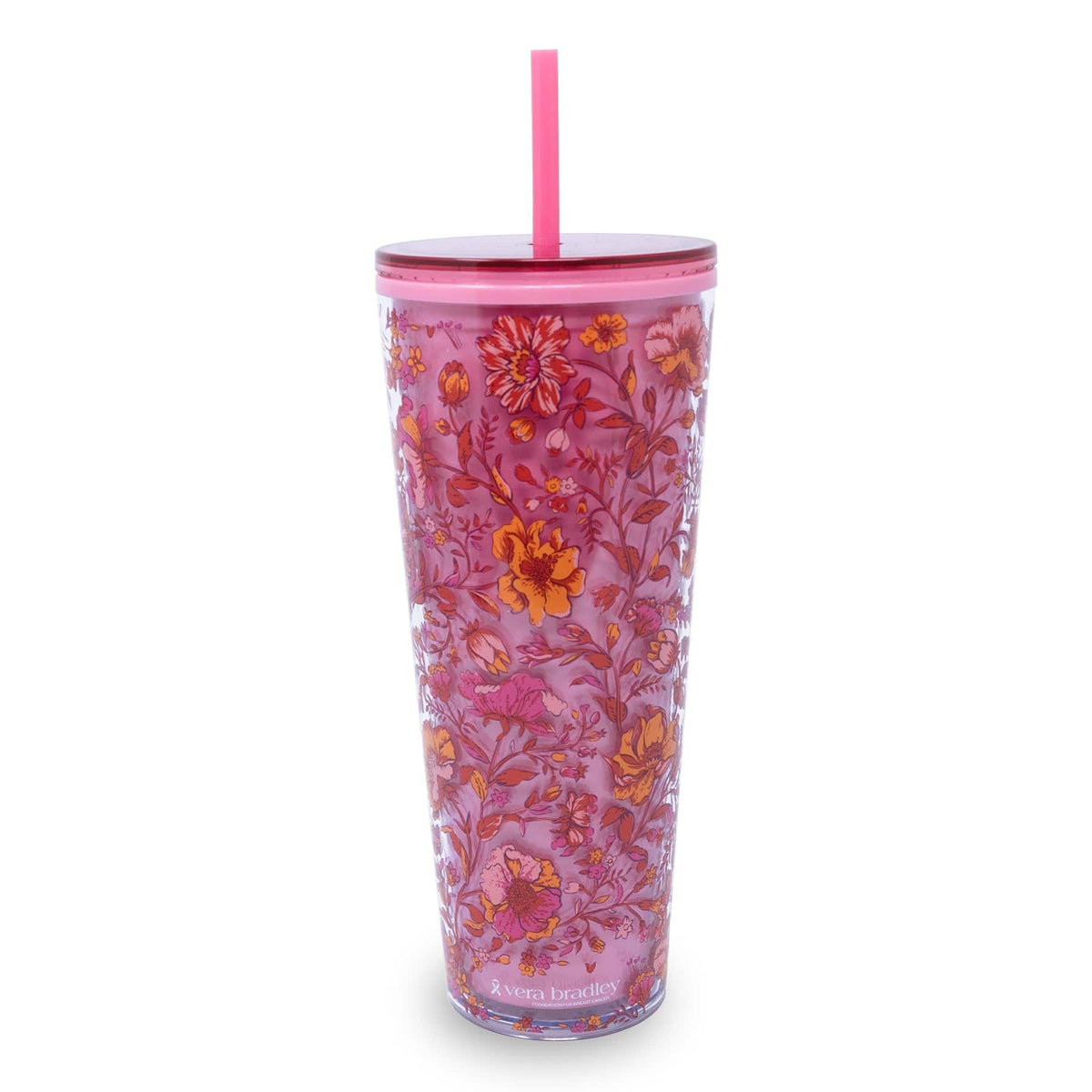 Insulated Tumbler with Straw in Flourishing Garden
