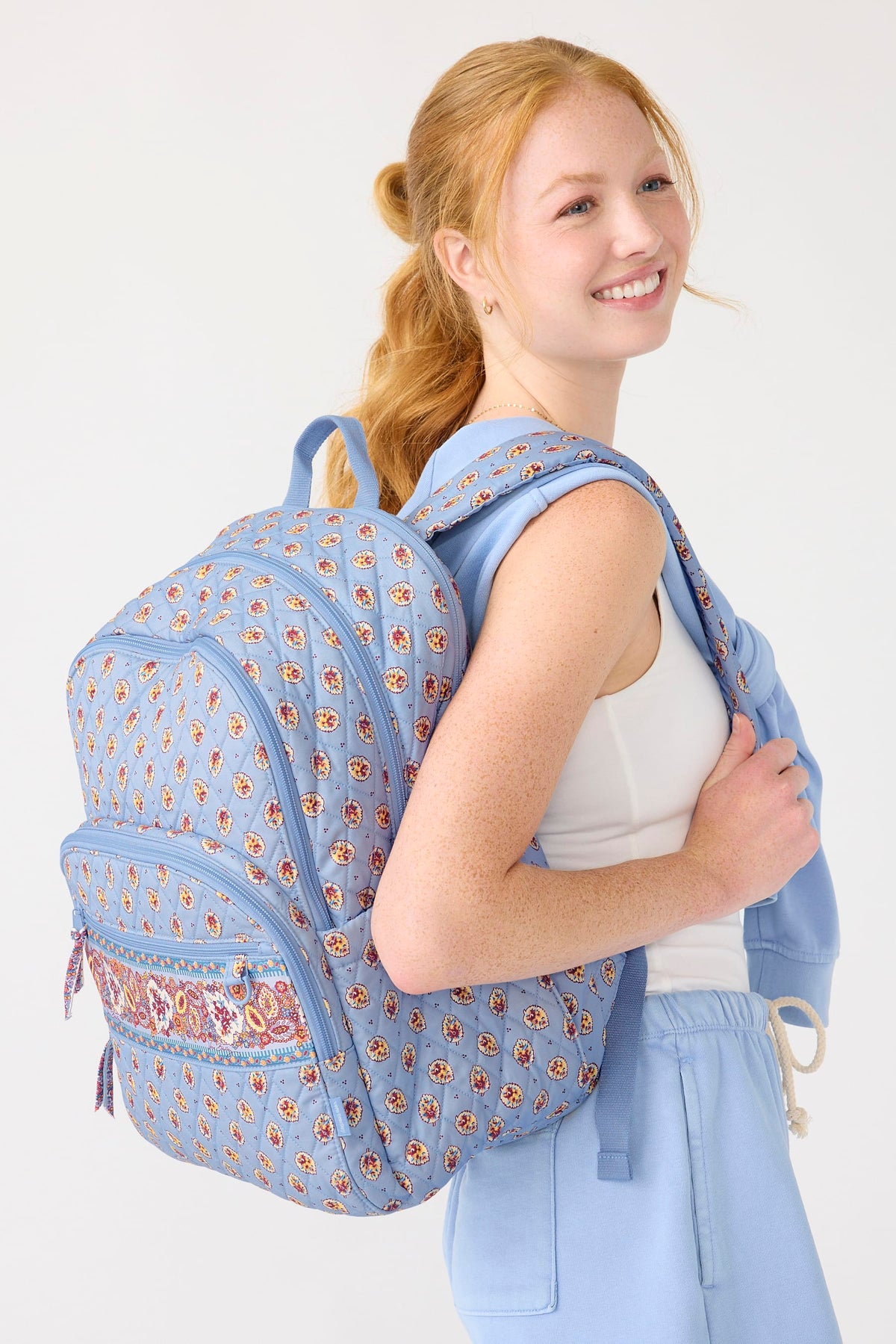 Large Bancroft Backpack in Blue Leaf