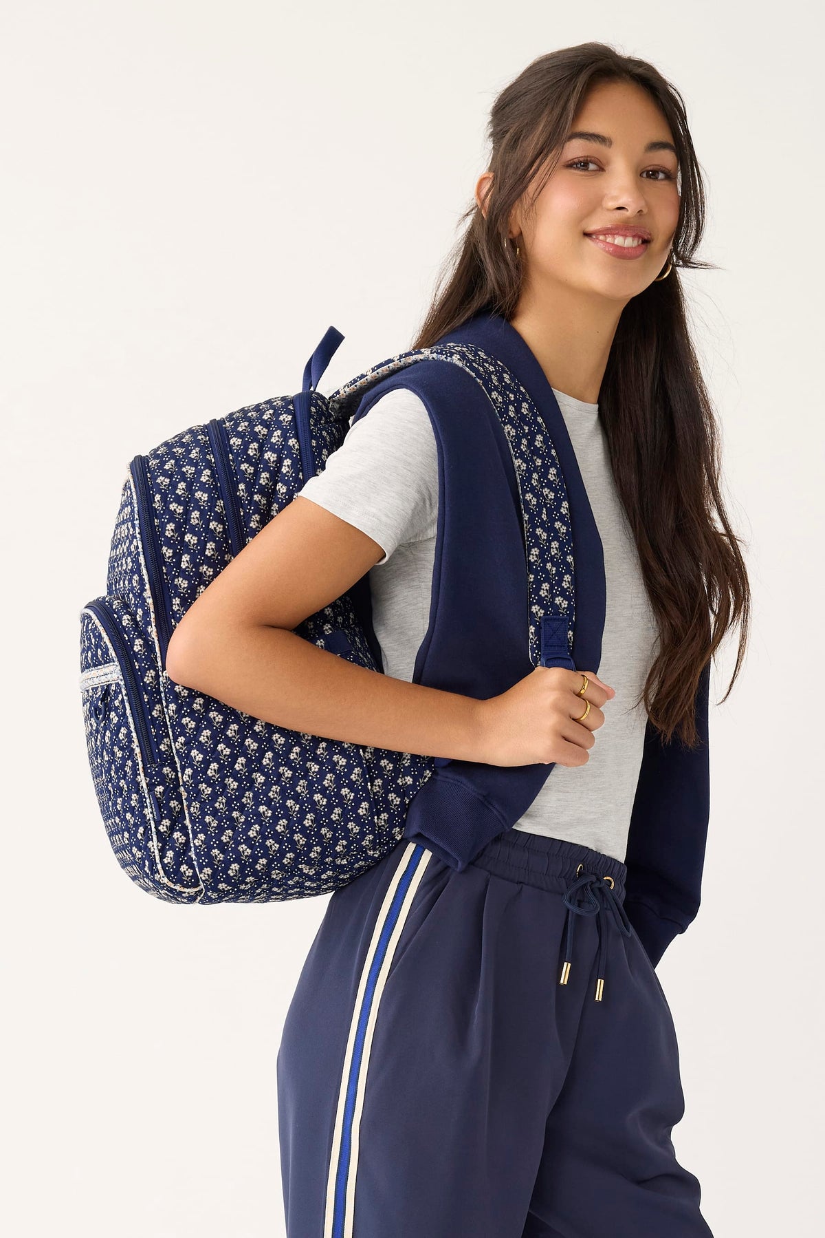 Large Bancroft Backpack in Rachel Ditsy Peacoat