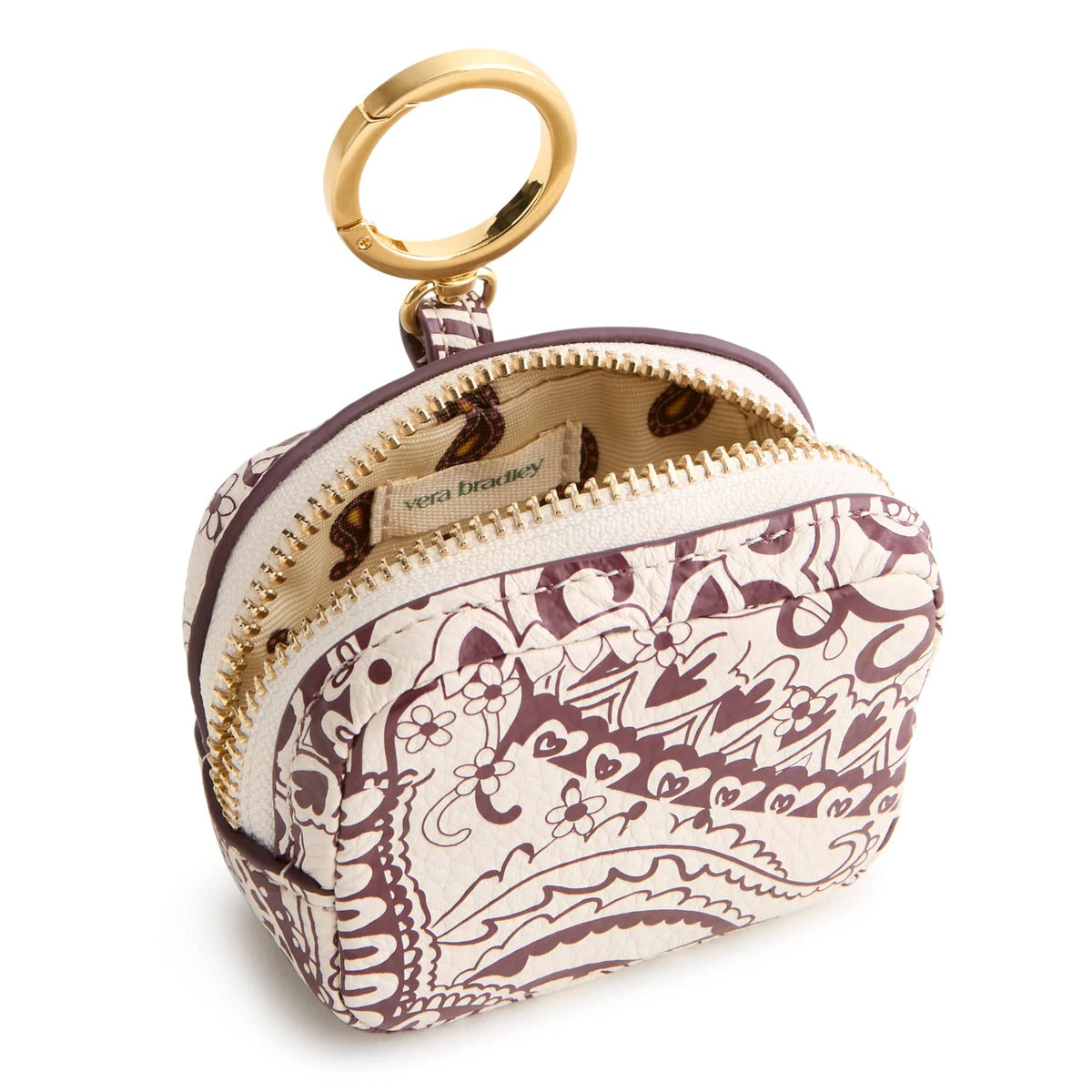 Zip Earbud Bag Charm in Eclectic Paisley Cottage Cream