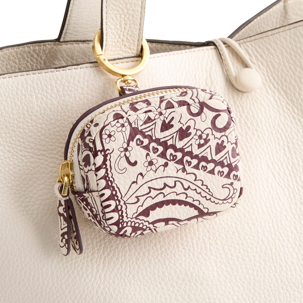 Zip Earbud Bag Charm in Eclectic Paisley Cottage Cream