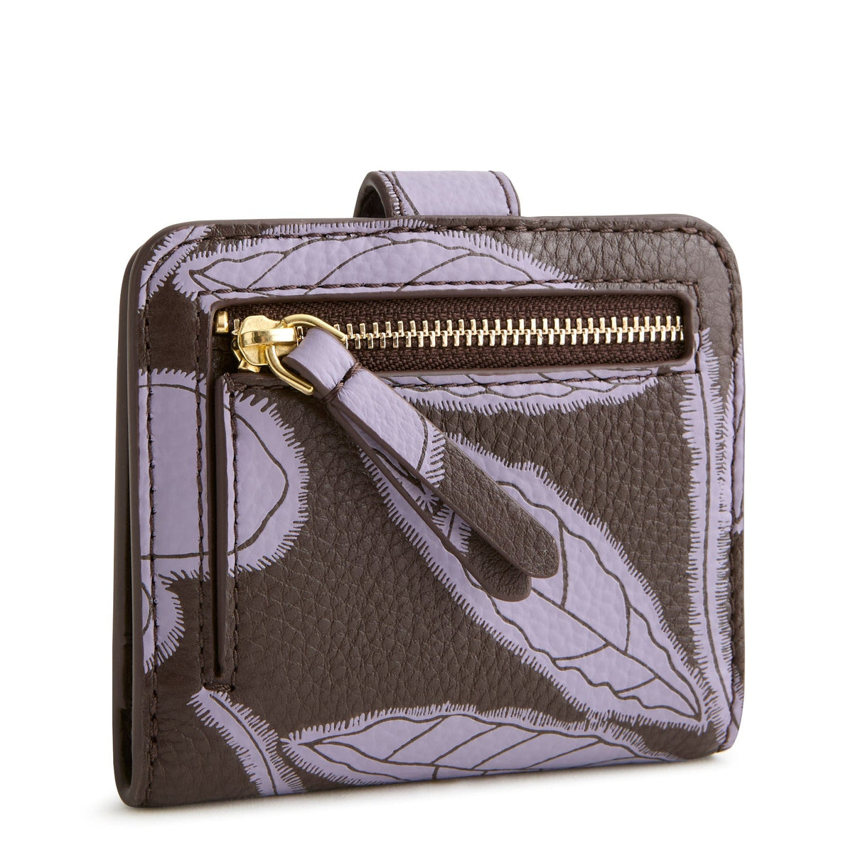 Small Tab Wallet in Appliqué Floral Coffee Bean
