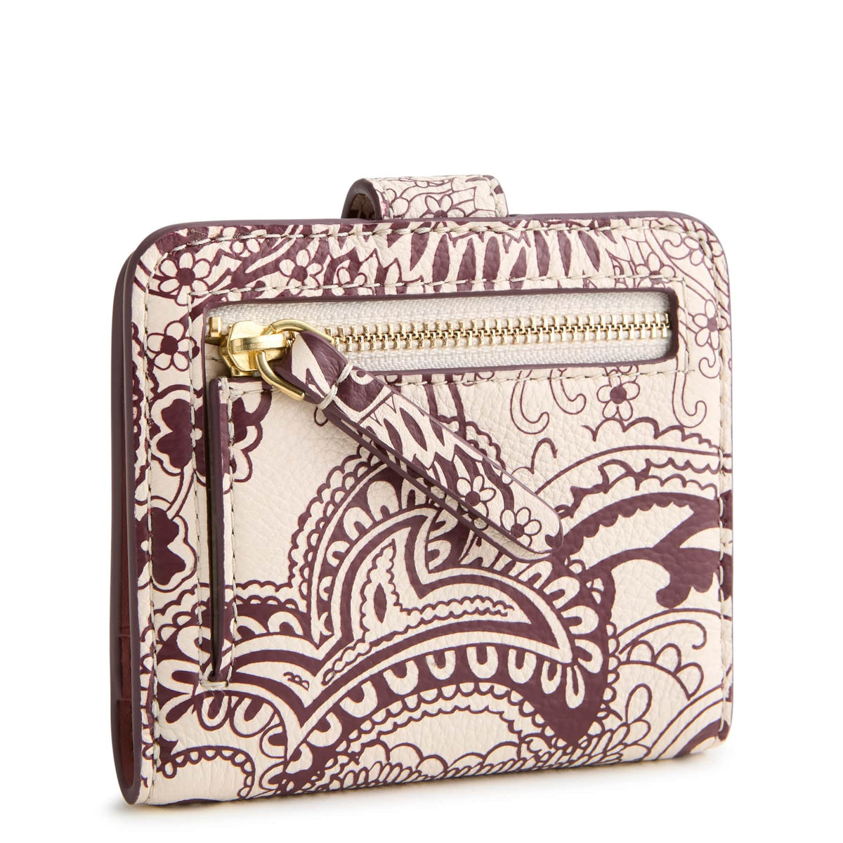 Small Tab Wallet Billfold in Eclectic Paisley Cottage Cream