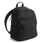 Black backpack on a white background
