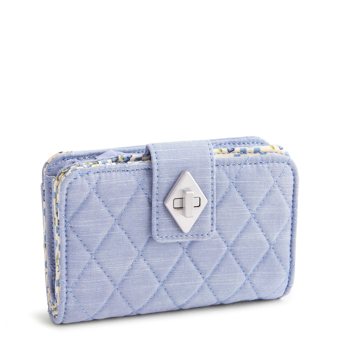 Small Turnlock Wallet-Blue Chambray-Image 1-Vera Bradley