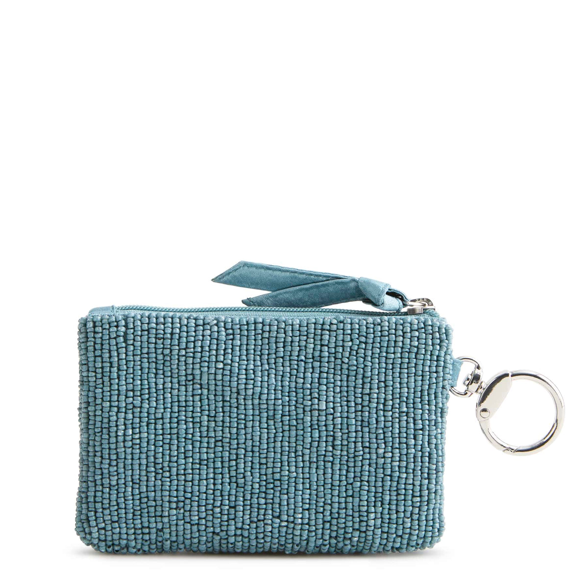 Beaded Zip Pouch in Prairie Blooms Bluestone
