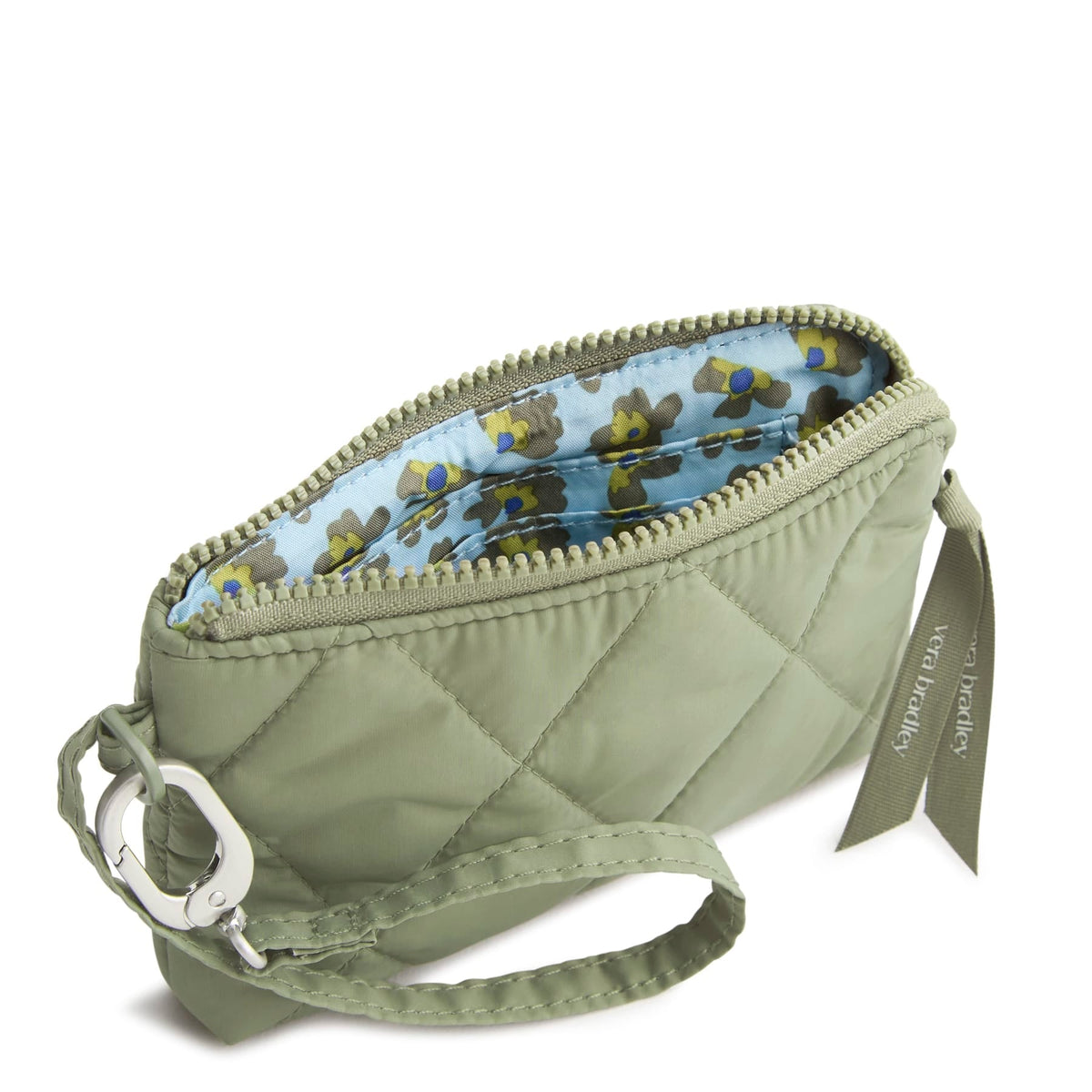 Clip and Zip Wristlet in Deep Lichen Green