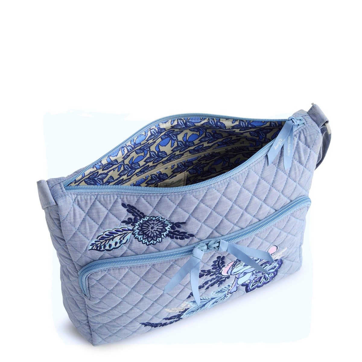 Disney Harwick Large Messenger in Stitch Leafy Blooms Chambray