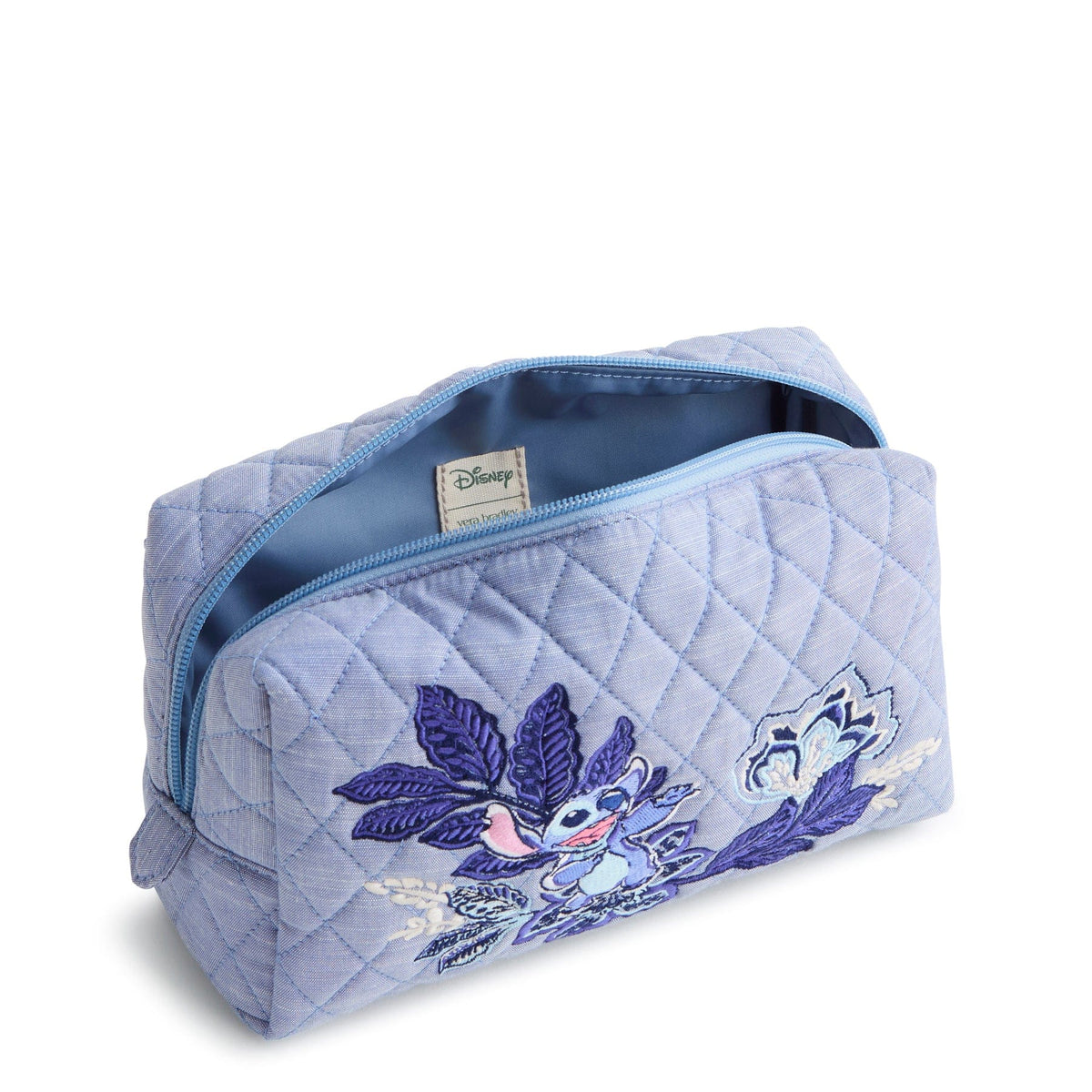 Disney Medium Cosmetic Bag in Stitch Leafy Blooms Chambray