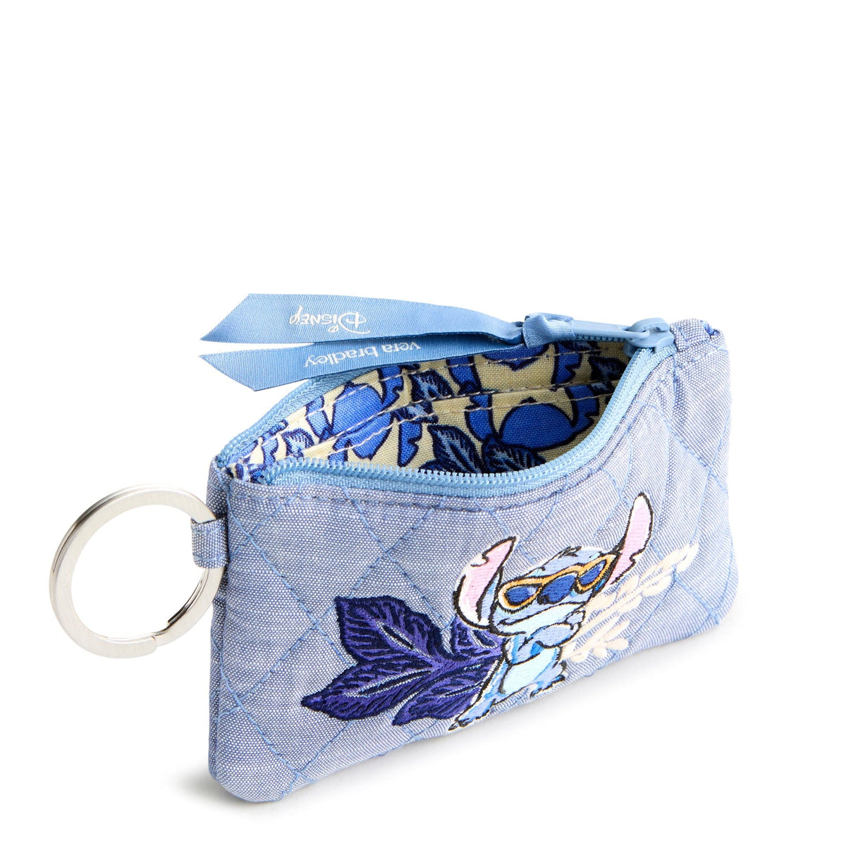 Disney Zip ID Case in Stitch Leafy Blooms Chambray