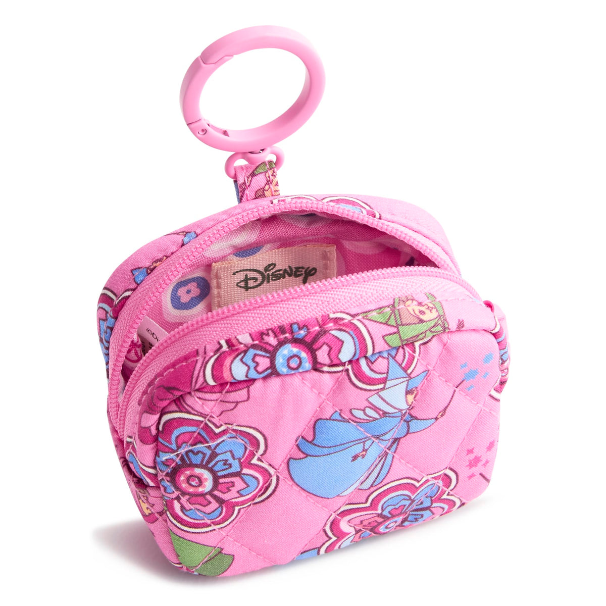 Disney Zip Earbud Bag Charm in Aurora Pink Swirls Fairies