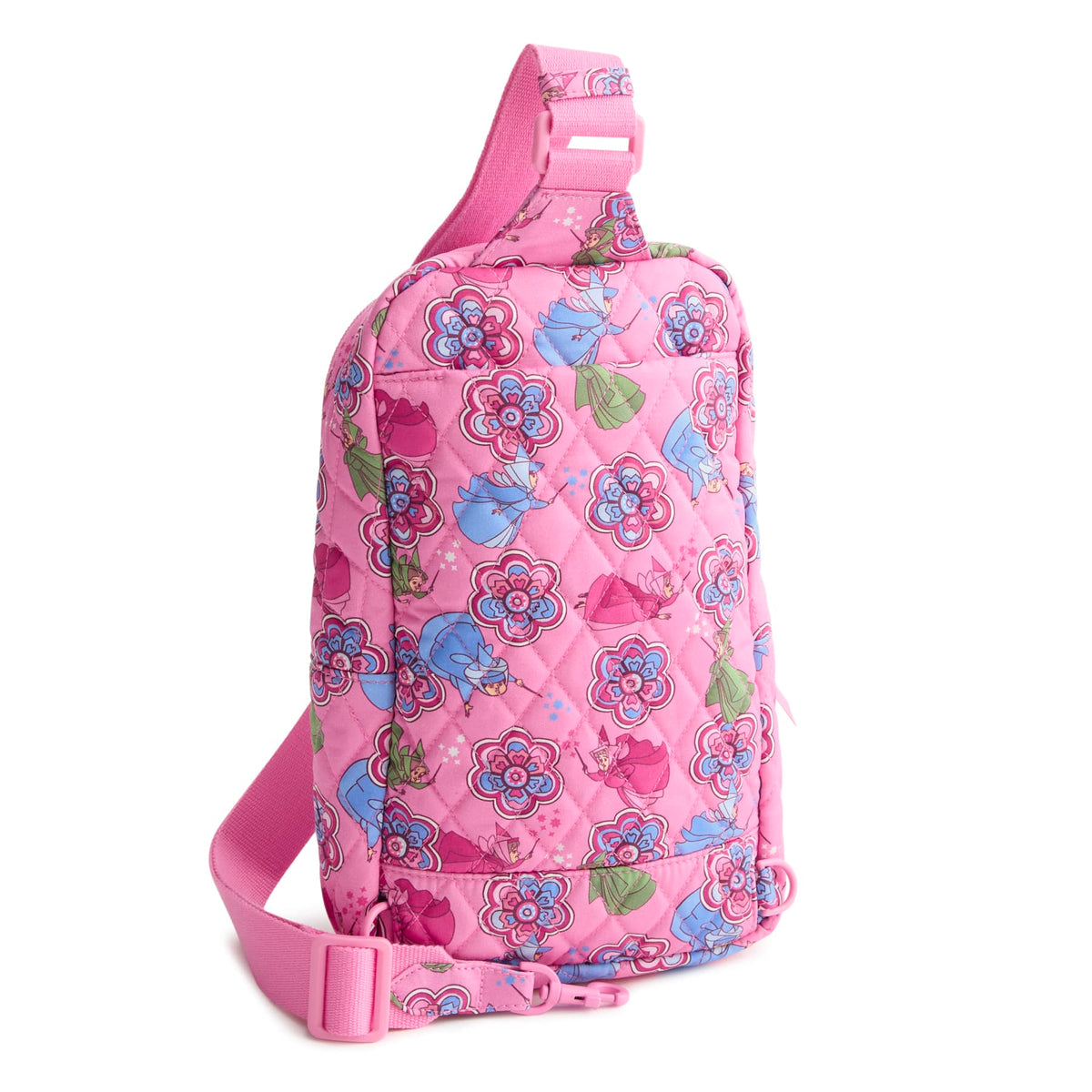 Disney Lorman Sling Backpack in Aurora Pink Swirls Fairies