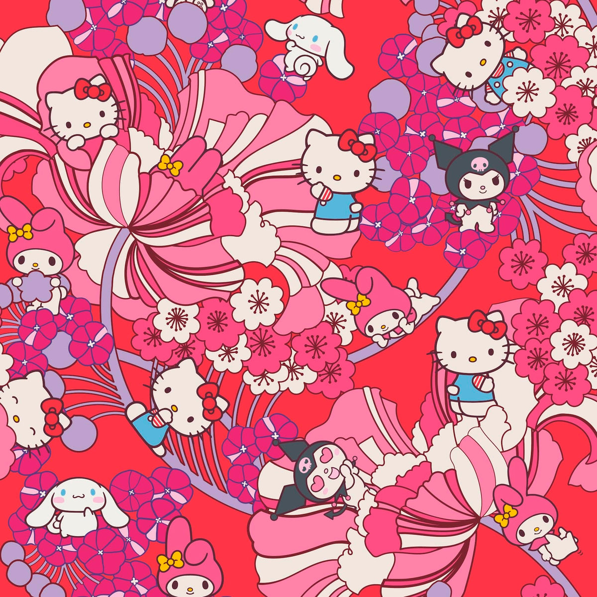 Hello Kitty and Friends Small Spiral Notebook with Pockets in Hello Kitty And Friends Hello Hydrangeas