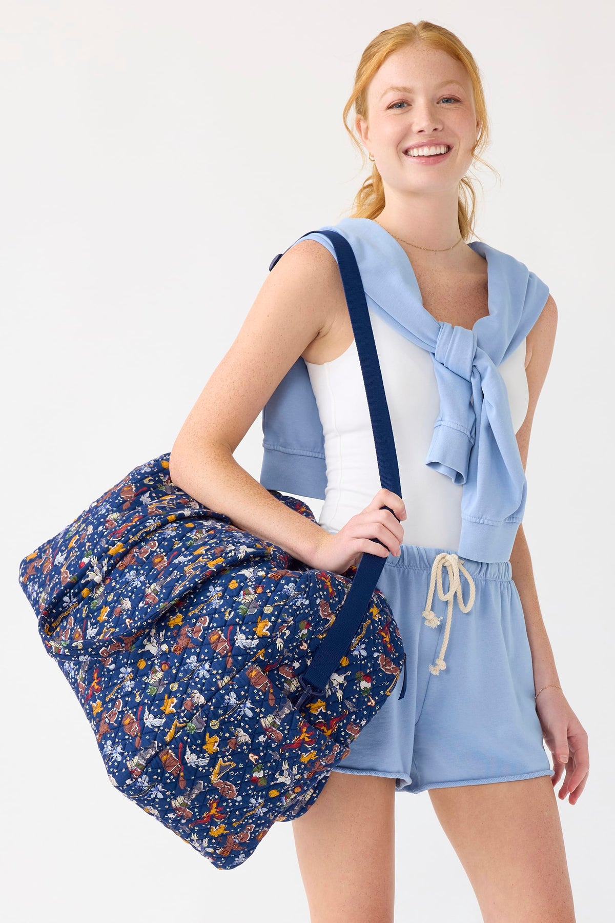 Harry Potter Large Weekender Travel Bag in Friends at Hogwarts Ditsy Navy
