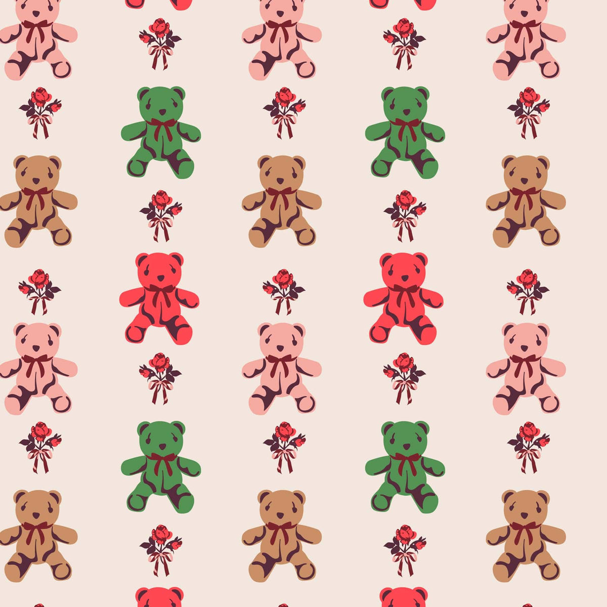 Pajama Pants in Bears & Roses