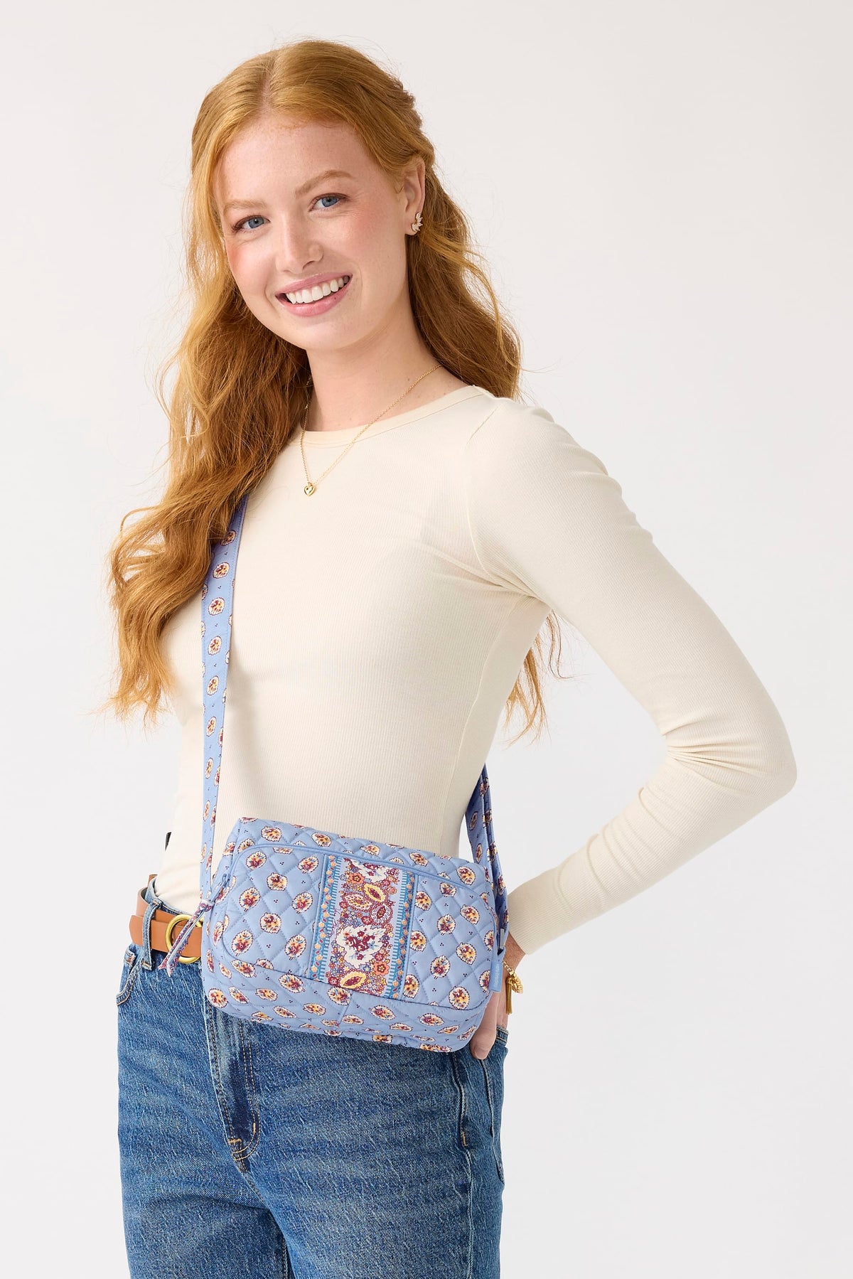 Becker Camera Bag Crossbody in Blue Leaf