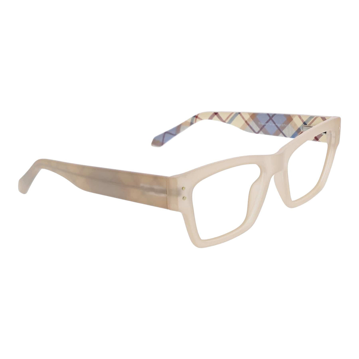 Becca Blue Light Reading Glasses in Blue Leaf Tartan Plaid