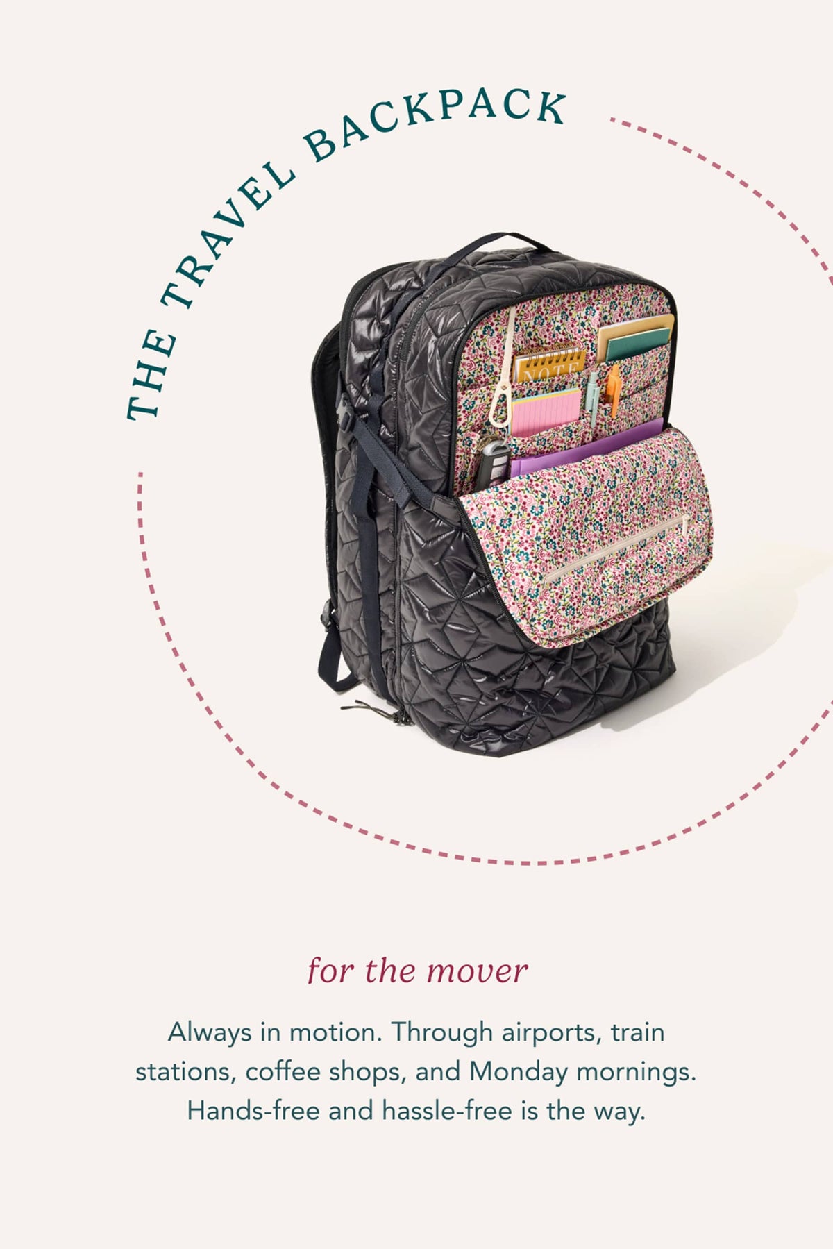 Air Birdie Travel Backpack in Aluminum with Cottage Cream