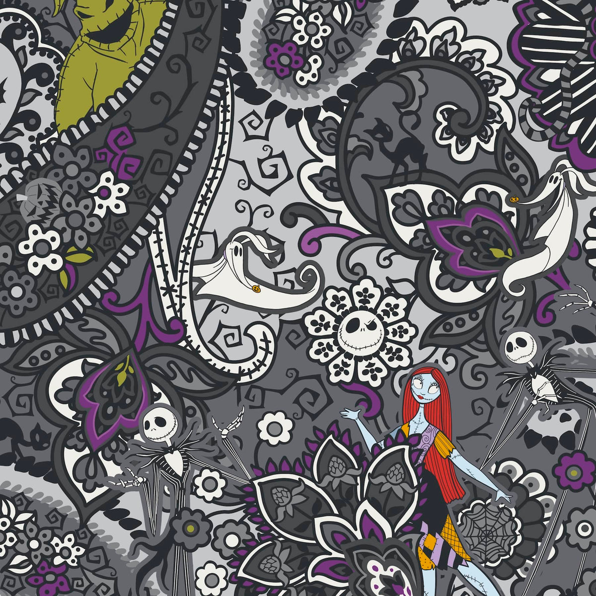 Disney Tim Burton's The Nightmare Before Christmas Plush Throw Blanket in The Nightmare Before Christmas Paisley