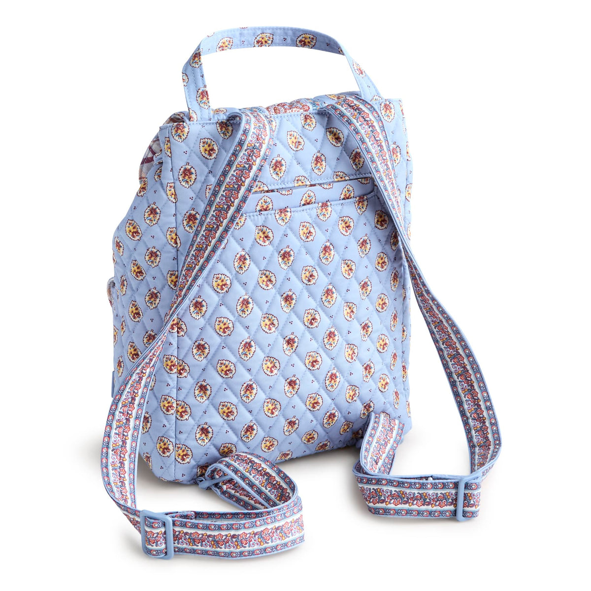 Deluxe Drawstring Backpack in Blue Leaf
