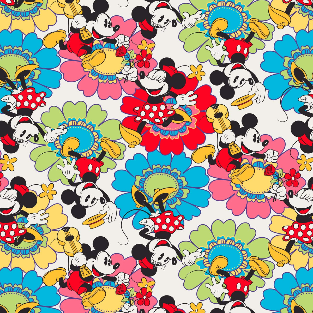 Disney Mini Umbrella in Mickey and Minnie Petal Floral White