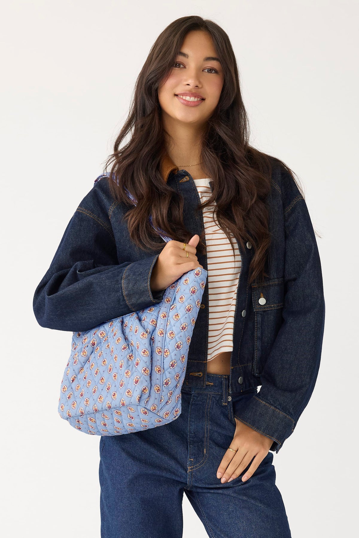 Amanda Shoulder Bag in Blue Leaf