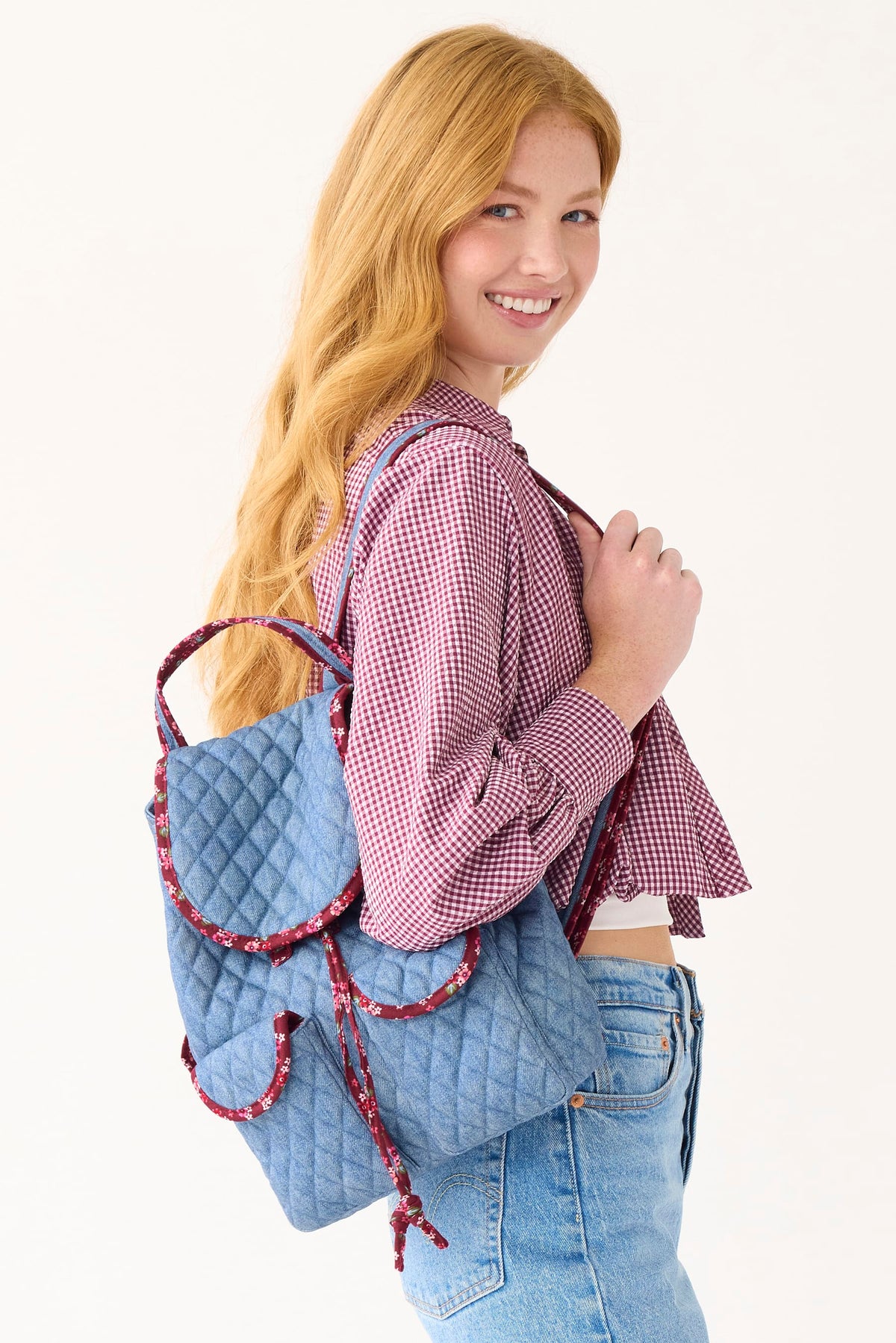Deluxe Drawstring Backpack in Riverside Denim