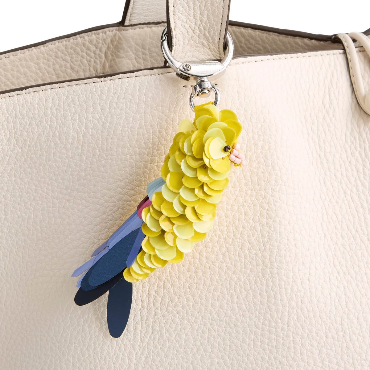Beaded Bird Bag Charm in Prairie Blooms Bluestone