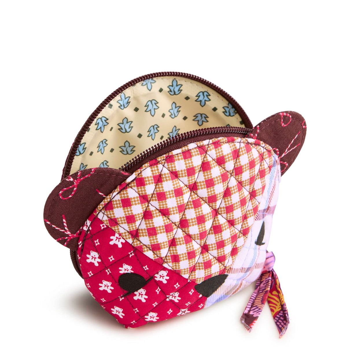 Bear Cosmetic Bag in Festive Check Patchwork