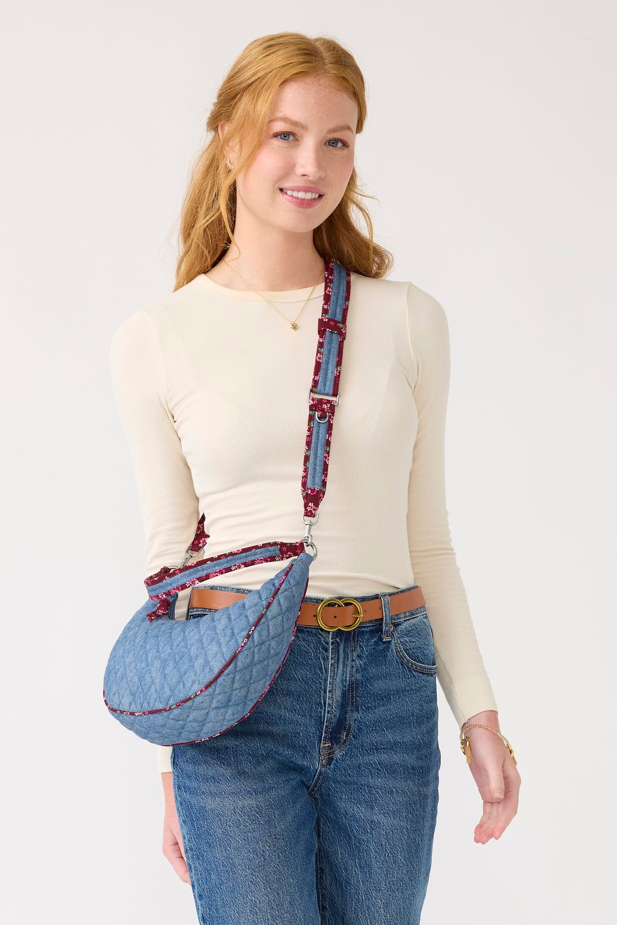 Clara Convertible Shoulder Bag in Riverside Denim