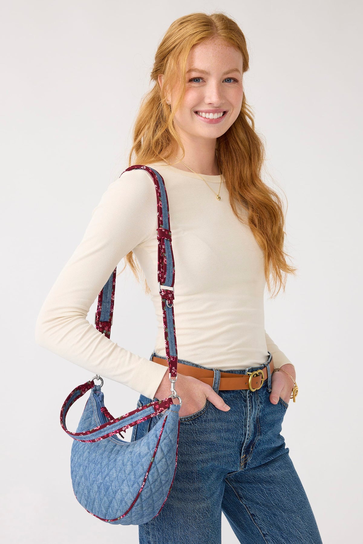 Clara Convertible Shoulder Bag in Riverside Denim