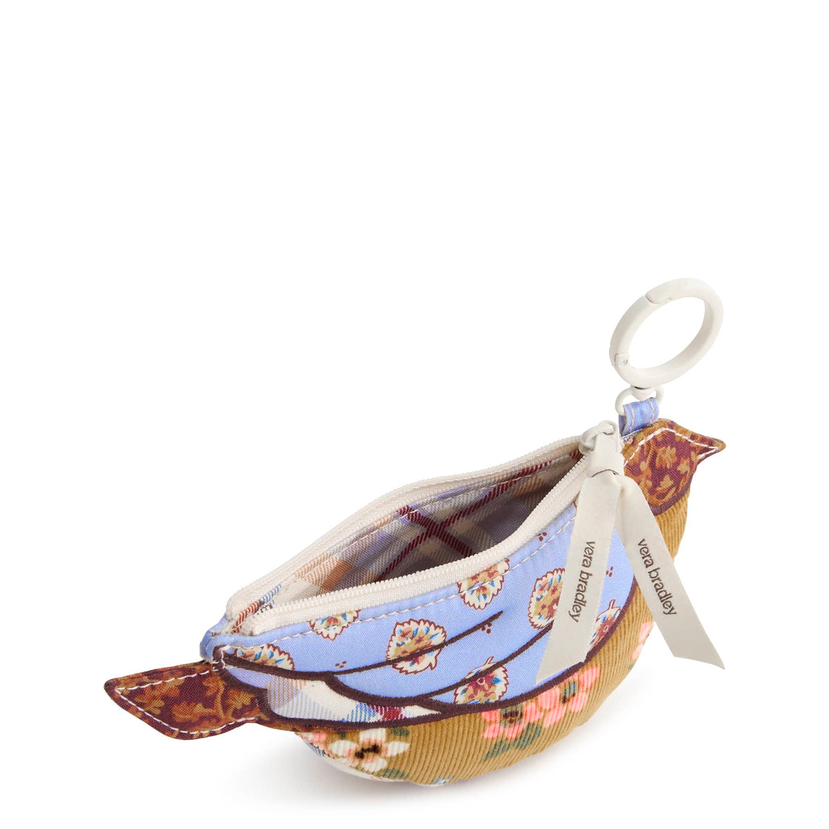 Bird Earbud Bag Charm in Pinwheel Riverside Denim