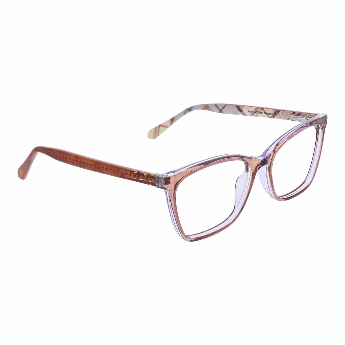 Clara Blue Light Reading Glasses in Blue Leaf Tartan Plaid