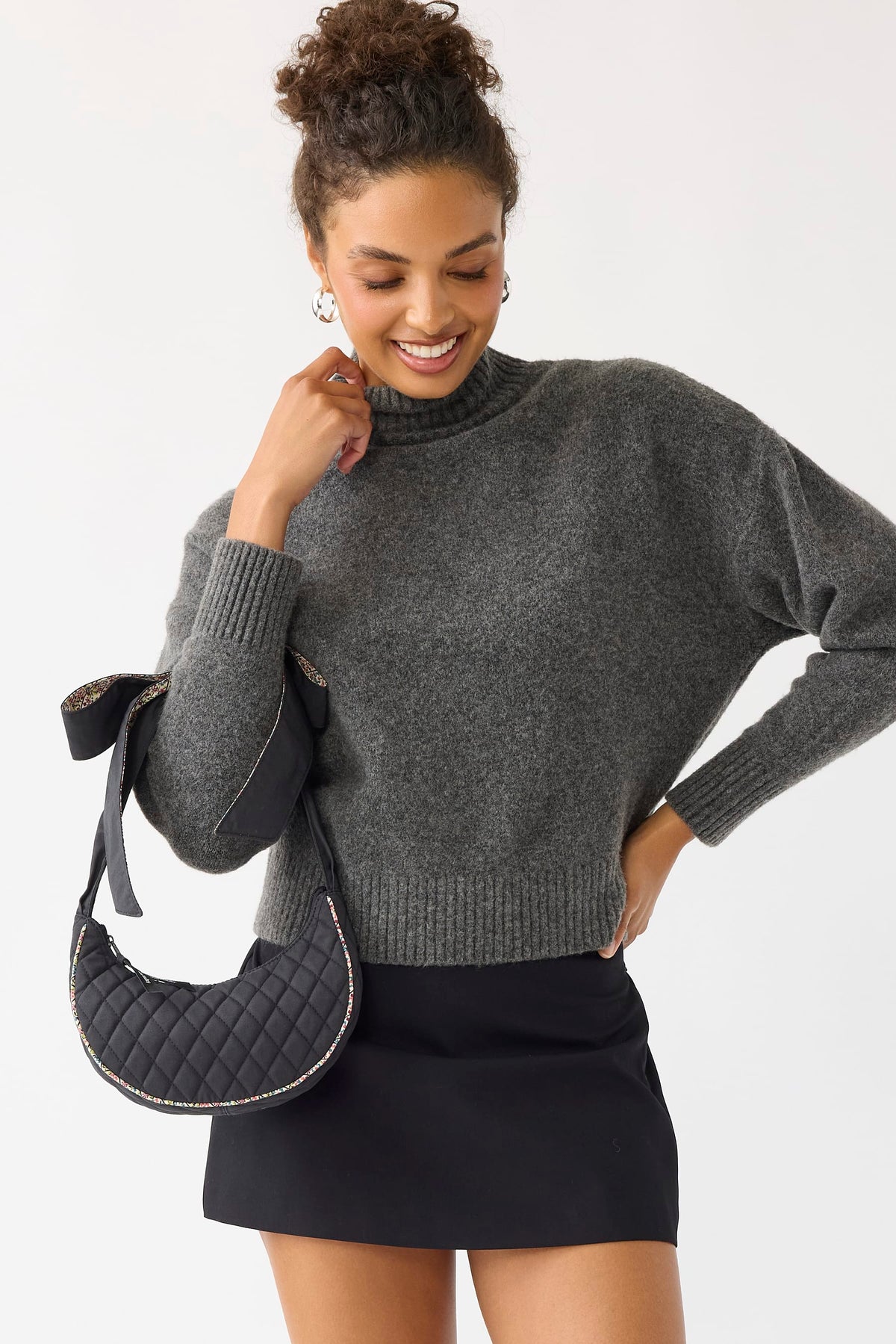 Mini Clara Bow Shoulder Bag in Moonless Night